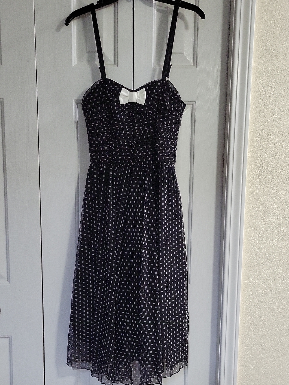 Rock Steady For Mod Cloth Black & White Polka-Dot Dress W/ Bowtie